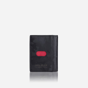 Slim Leather Wallet with Oyster Card Display: Black/Red - adames