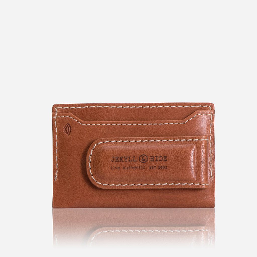 Brown Leather Wallet Slim Card Slide Wallet Tan RFID Secure by Jekyll & Hide