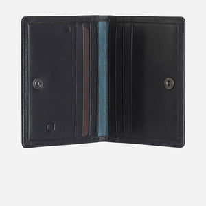 Slim Leather Wallet with Oyster Card Display: Black/Red - adames